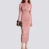 Pleated jersey midi dress