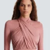Pleated jersey midi dress