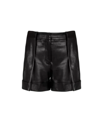 Pleated lambskin shorts