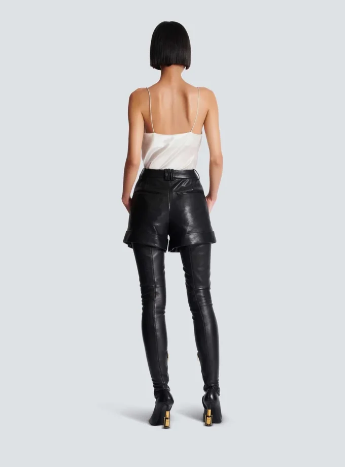 Pleated lambskin shorts Pleated lambskin shorts