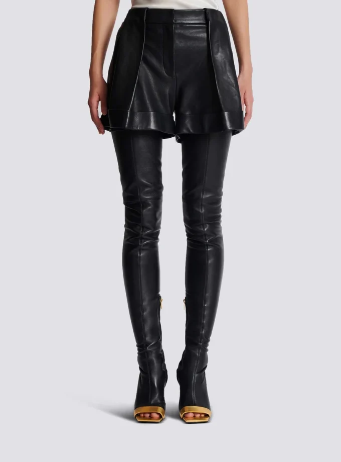 Pleated lambskin shorts Pleated lambskin shorts