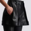 Pleated lambskin shorts Pleated lambskin shorts