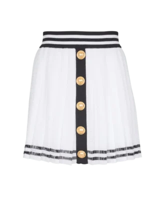 Pleated monogrammed knit skirt