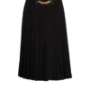 Pleated silk midi skirt with embellished detail