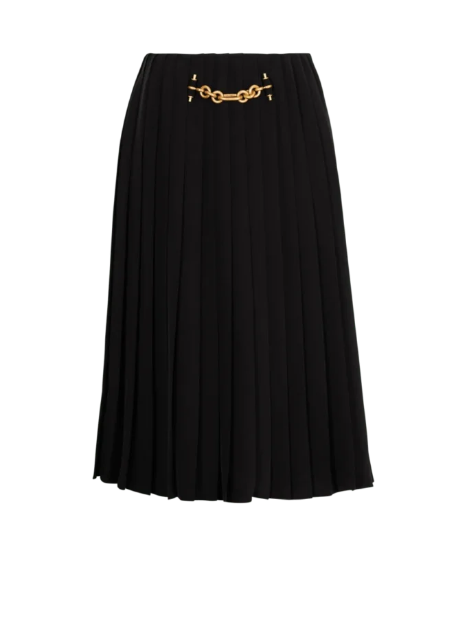 Pleated silk midi skirt with embellished detail