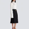 Pleated silk midi skirt with embellished detail
