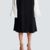 Pleated silk midi skirt with embellished detail
