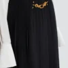 Pleated silk midi skirt with embellished detail