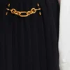 Pleated silk midi skirt with embellished detail