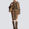 Ponyskin-style leather bomber jacket with leopard pattern Ponyskin-style leather bomber jacket with leopard pattern