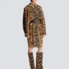 Ponyskin-style leather bomber jacket with leopard pattern Ponyskin-style leather bomber jacket with leopard pattern