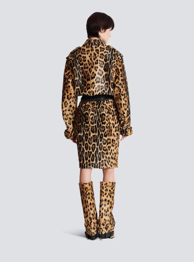 Ponyskin-style leather bomber jacket with leopard pattern Ponyskin-style leather bomber jacket with leopard pattern