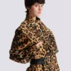 Ponyskin-style leather bomber jacket with leopard pattern Ponyskin-style leather bomber jacket with leopard pattern