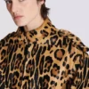 Ponyskin-style leather bomber jacket with leopard pattern Ponyskin-style leather bomber jacket with leopard pattern