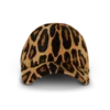 Ponyskin-style leather cap with leopard pattern