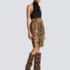 Ponyskin-style leather midi skirt with leopard pattern Ponyskin-style leather midi skirt with leopard pattern