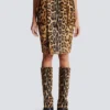 Ponyskin-style leather midi skirt with leopard pattern Ponyskin-style leather midi skirt with leopard pattern