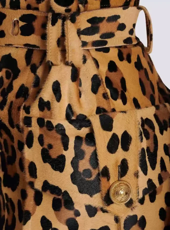 Ponyskin-style leather midi skirt with leopard pattern Ponyskin-style leather midi skirt with leopard pattern