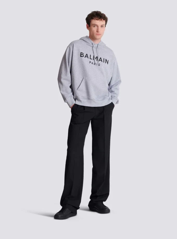 Printed cotton hoodie