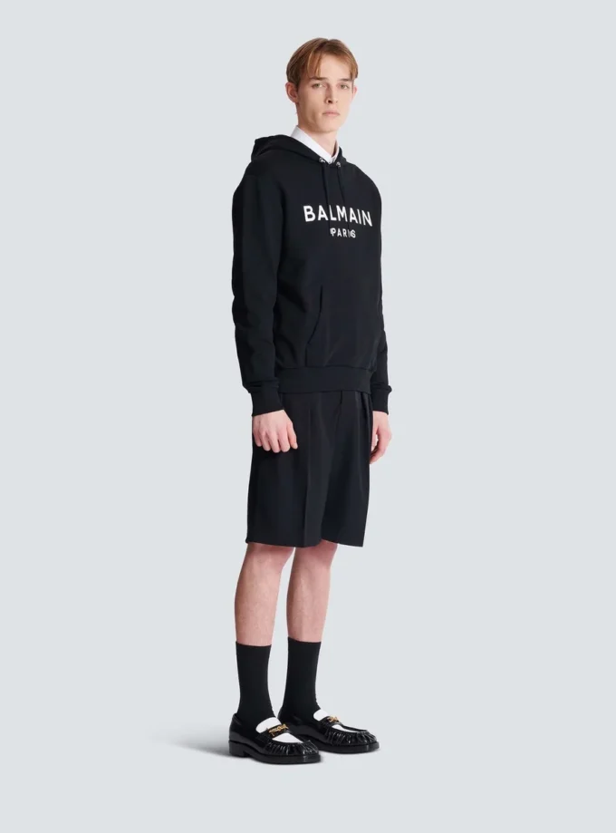 Printed cotton hoodie