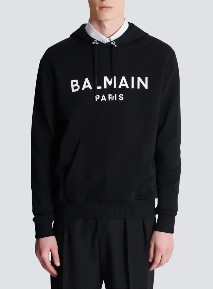 Printed cotton hoodie