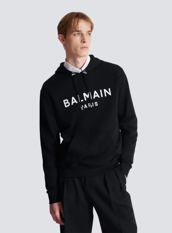 Printed cotton hoodie