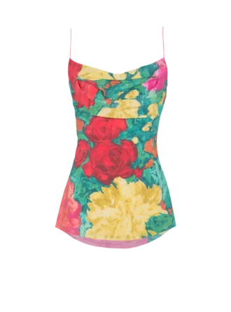 Printed crepe de Chine top with thin straps