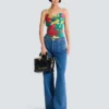 Printed crepe de Chine top with thin straps