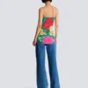 Printed crepe de Chine top with thin straps