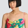 Printed crepe de Chine top with thin straps