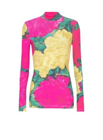 Printed high-neck top