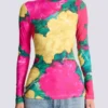 Printed high-neck top