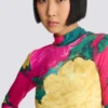 Printed high-neck top