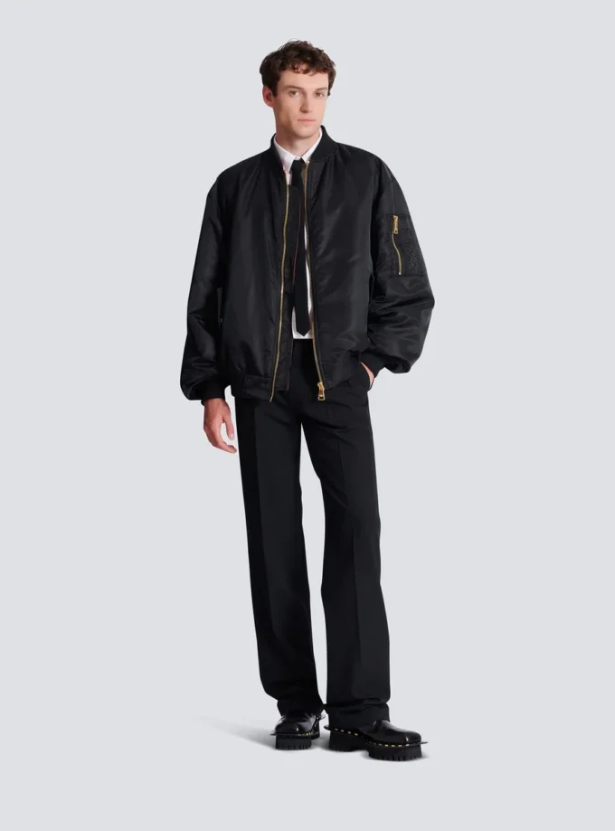Printed nylon bomber jacket
