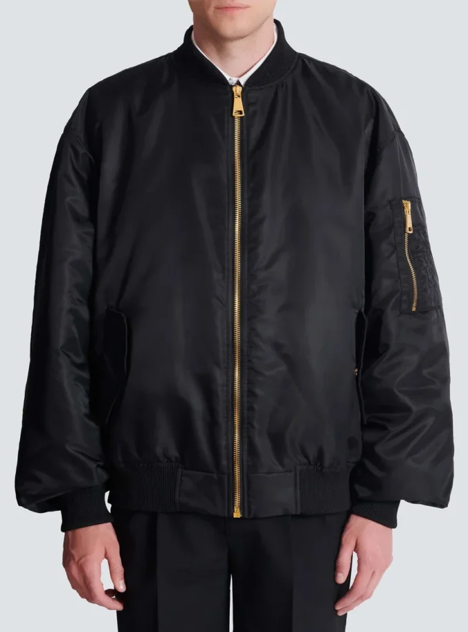 Printed nylon bomber jacket