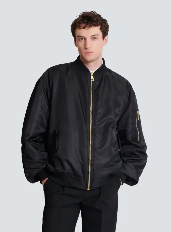 Printed nylon bomber jacket