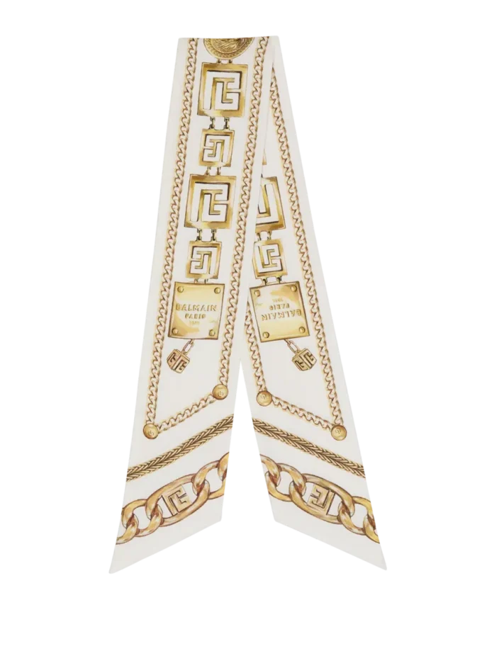 Printed silk bandana with Balmain Chains pattern
