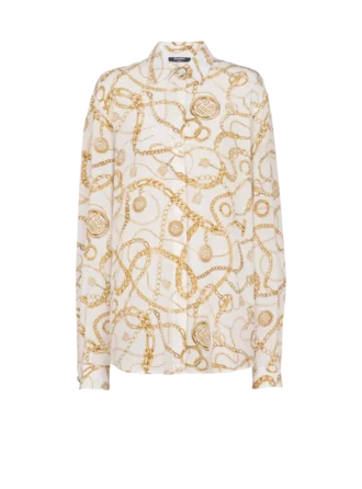 Printed silk shirt with Balmain Chains pattern