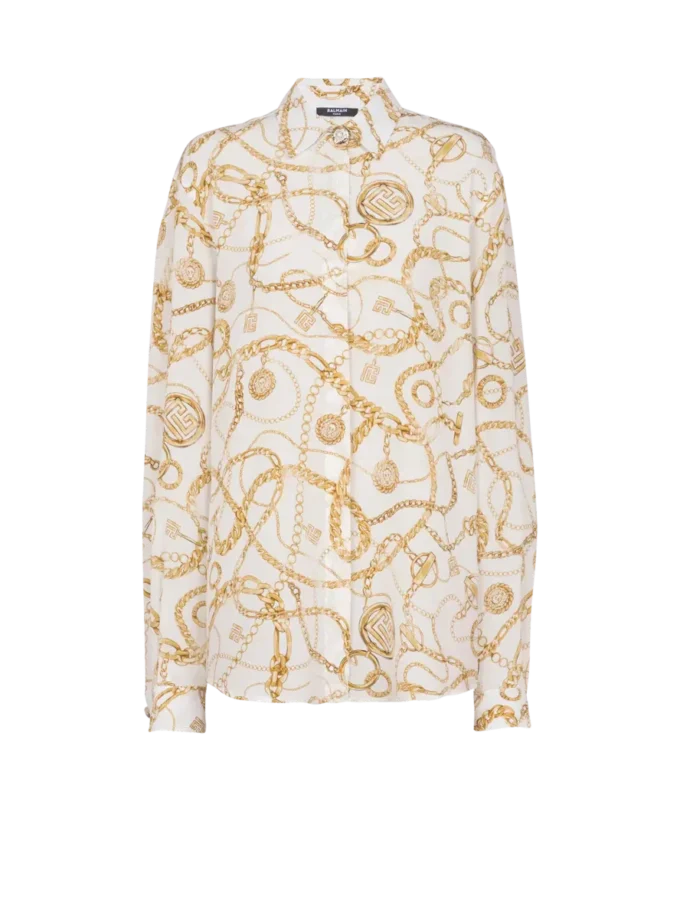 Printed silk shirt with Balmain Chains pattern