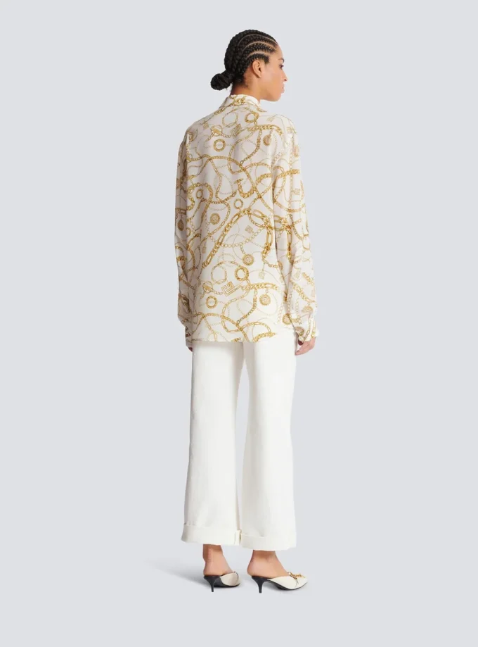 Printed silk shirt with Balmain Chains pattern