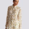 Printed silk shirt with Balmain Chains pattern
