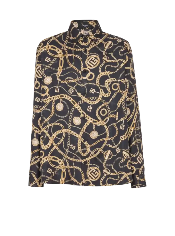 Printed silk shirt with Chaînes pattern Printed silk shirt with Chaînes pattern