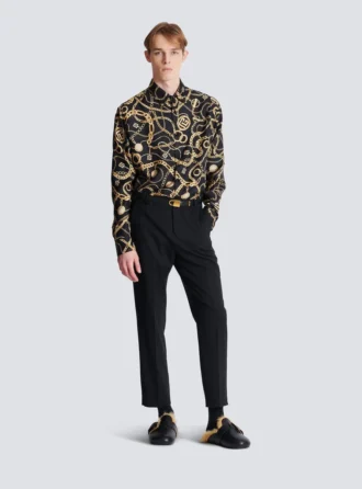 Printed silk shirt with Chaînes pattern