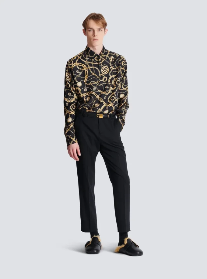 Printed silk shirt with Chaînes pattern Printed silk shirt with Chaînes pattern