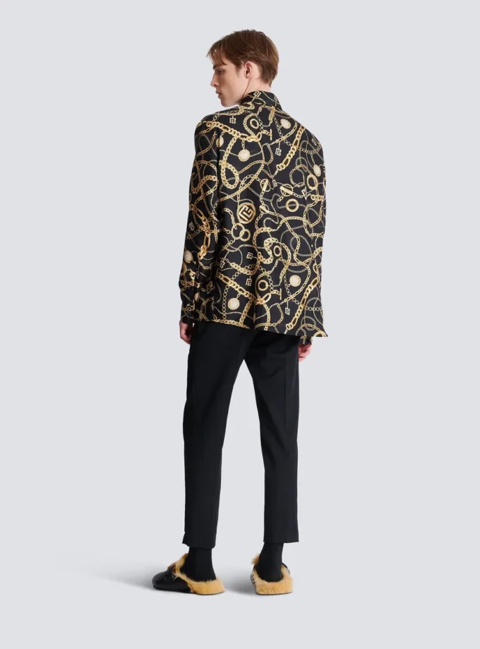 Printed silk shirt with Chaînes pattern Printed silk shirt with Chaînes pattern