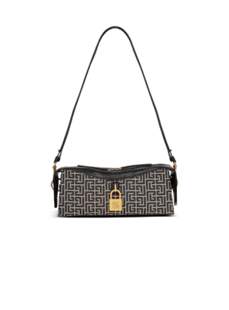 Pulse shoulder bag in monogram jacquard and calfskin
