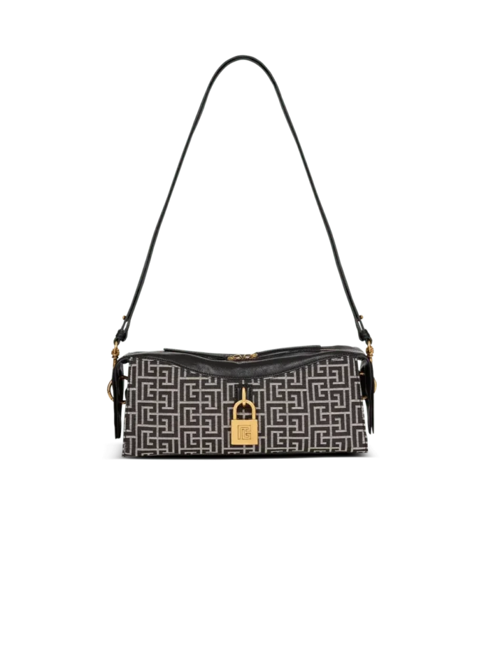 Pulse shoulder bag in monogram jacquard and calfskin Pulse shoulder bag in monogram jacquard and calfskin
