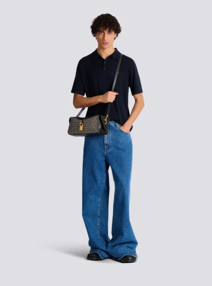 Pulse shoulder bag in monogram jacquard and calfskin Pulse shoulder bag in monogram jacquard and calfskin