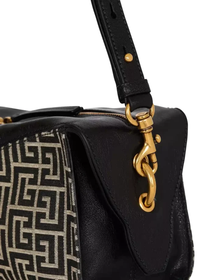 Pulse shoulder bag in monogram jacquard and calfskin Pulse shoulder bag in monogram jacquard and calfskin