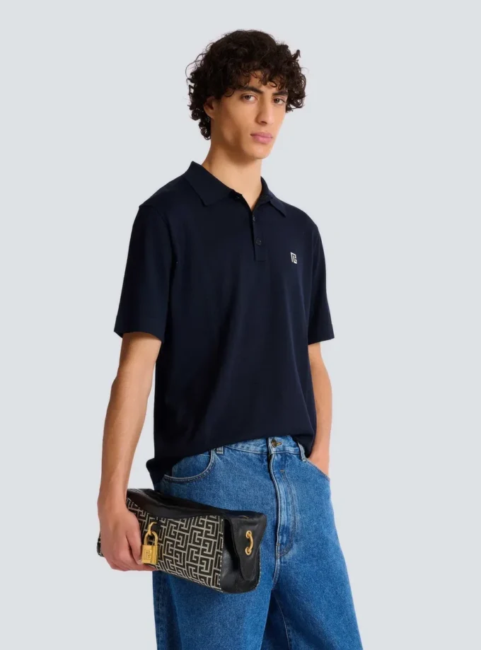 Pulse shoulder bag in monogram jacquard and calfskin Pulse shoulder bag in monogram jacquard and calfskin